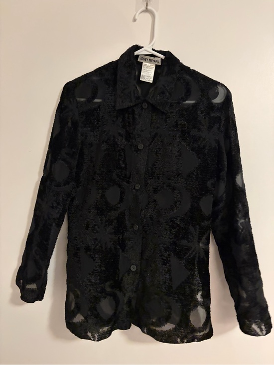 Issey Miyake Jackets & Blazers - Vintage Issey Miyake Black Sheer Textured Button-down shirt